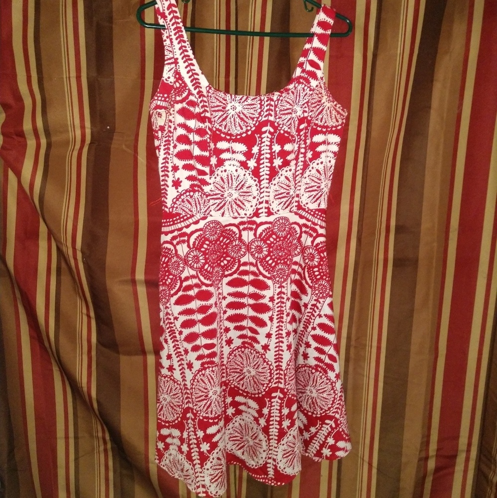 Red mandela pattern summer dress